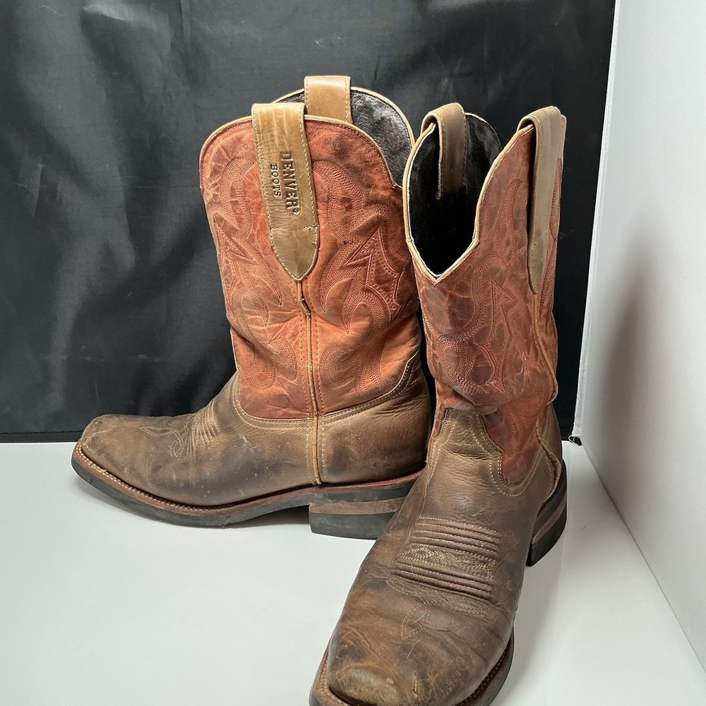 Denver Mens 10D Cowboy Work Boots Distressed Brown Leather Handmade Mexico Read